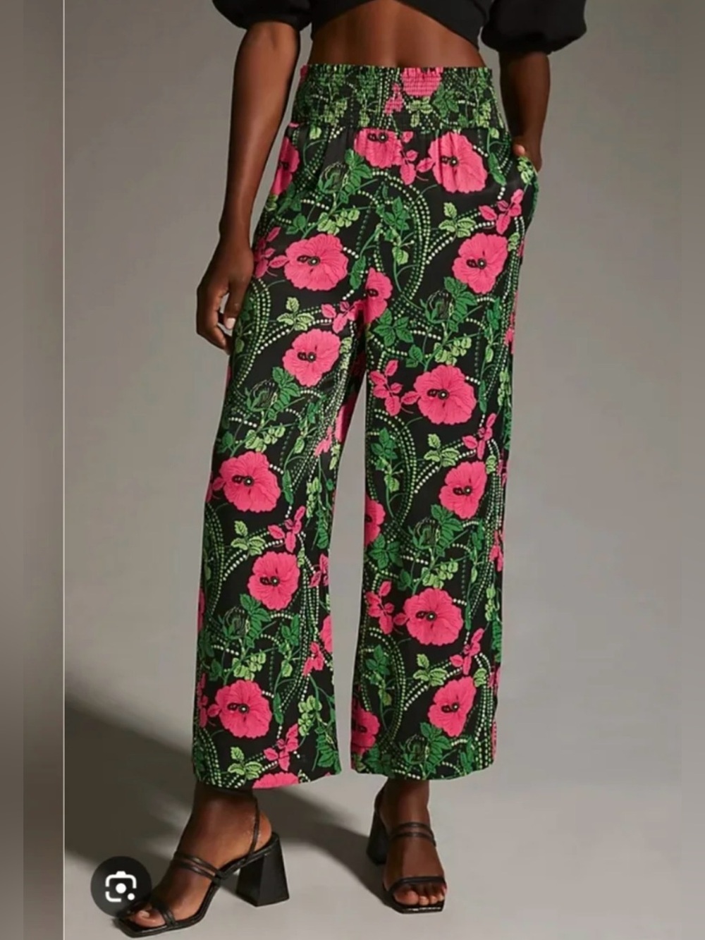 NWT Anthropologie Maeve The Saria Smocked Wide-Leg Pants - XXS